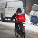 GrubHub delivery driver bikes through snowstorm